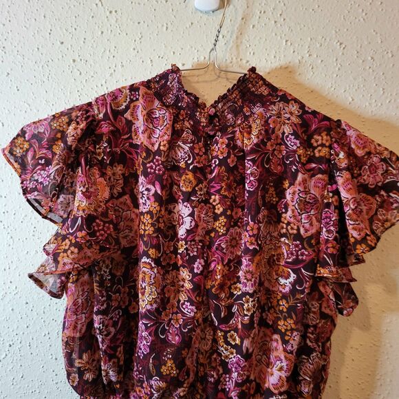 Cynthia Steffe floral wide leg smocked ruffle jumpsuit whimsigoth f - Picture 5 of 5